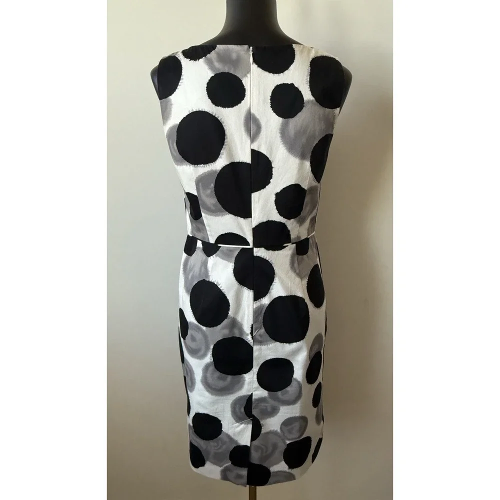 Ann Taylor Women's 4 Polka Dot Bold Mod Sleeveless Sheath Dress Black White NWOT - Picture 6 of 13